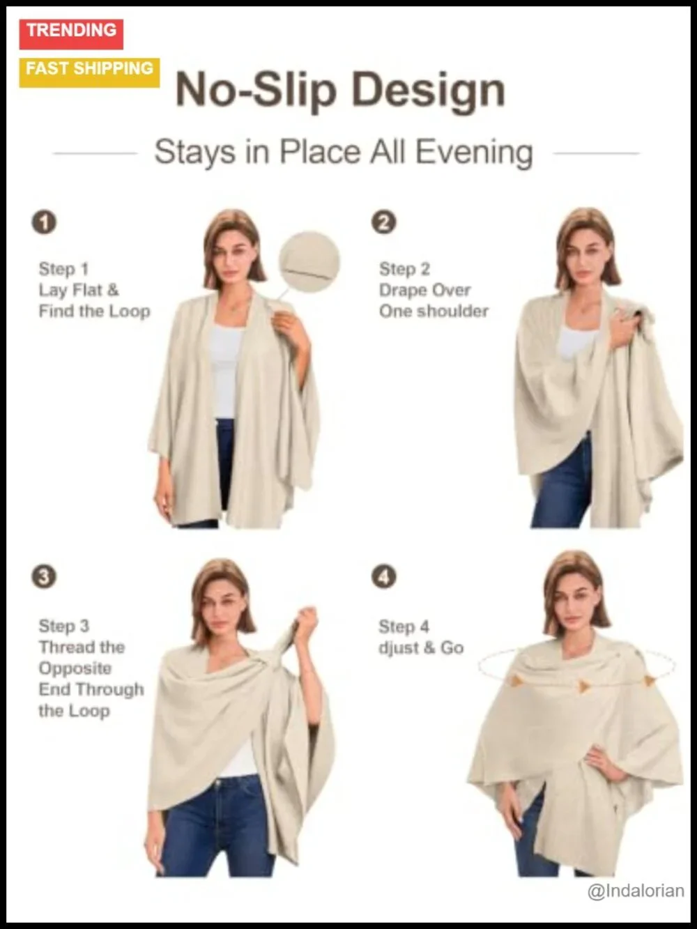 Elegant Cross Front Poncho Shawl Wrap - Soft Viscose, Formal